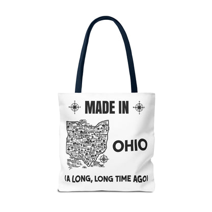 Made in Ohio Tote Bag — Vintage Map Design "A Long, Long Time Ago"