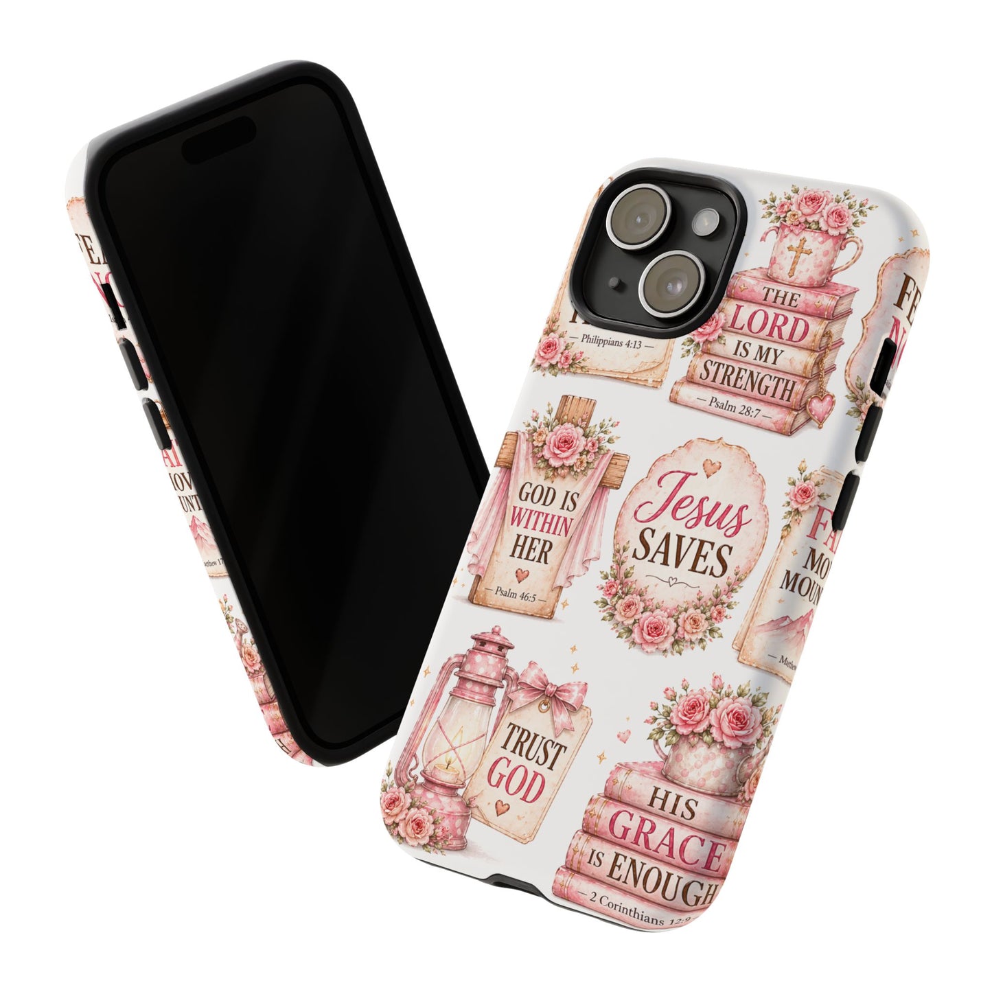 Faith Phone Case — 'Jesus Saves' Floral Christian Scripture iPhone Case