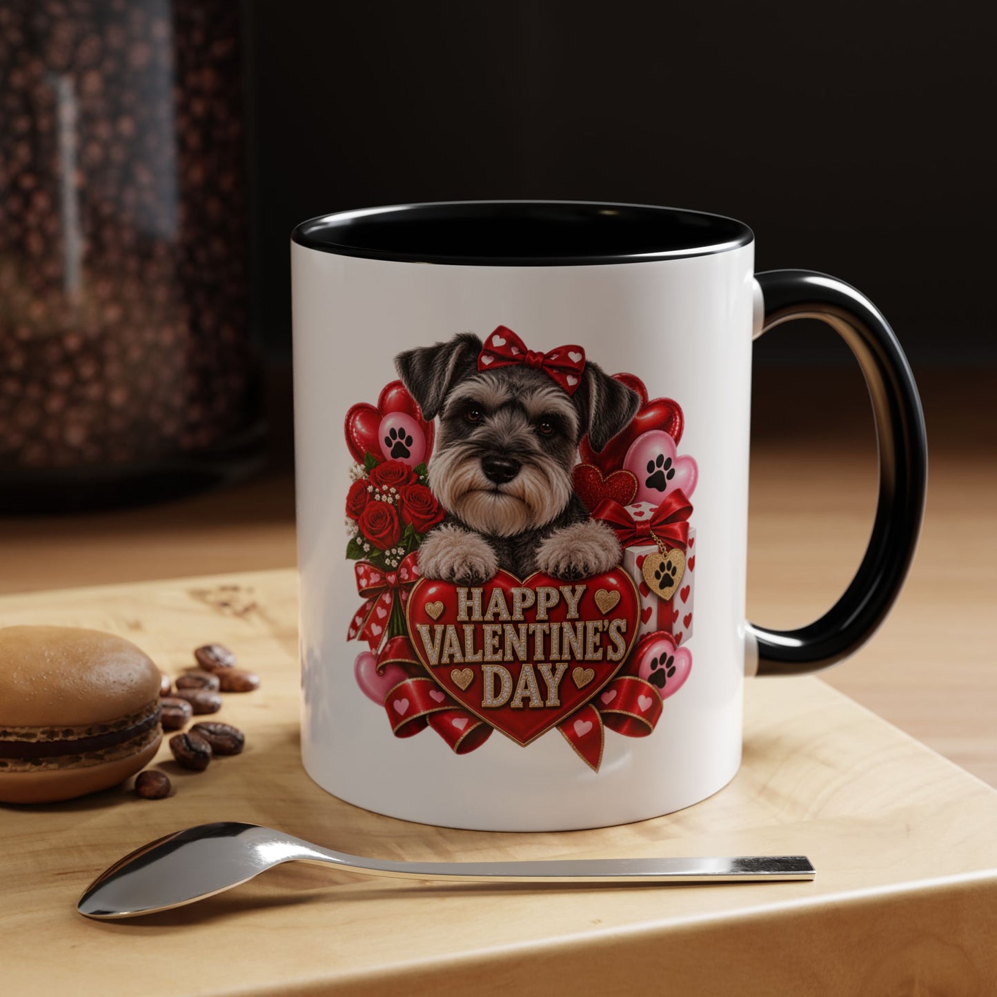 Valentine’s Day Dog Coffee Mug — "Happy Valentine’s Day" Accent Mug