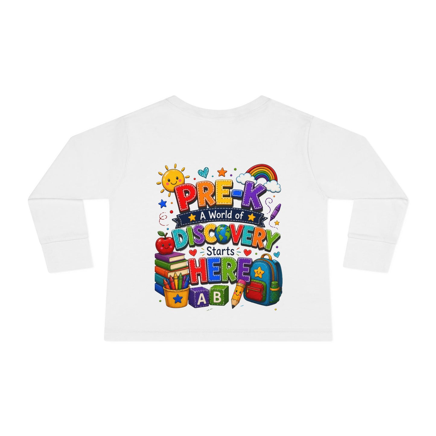Pre-K Discovery Toddler Long Sleeve Tee – “A World of Discovery Starts Here”