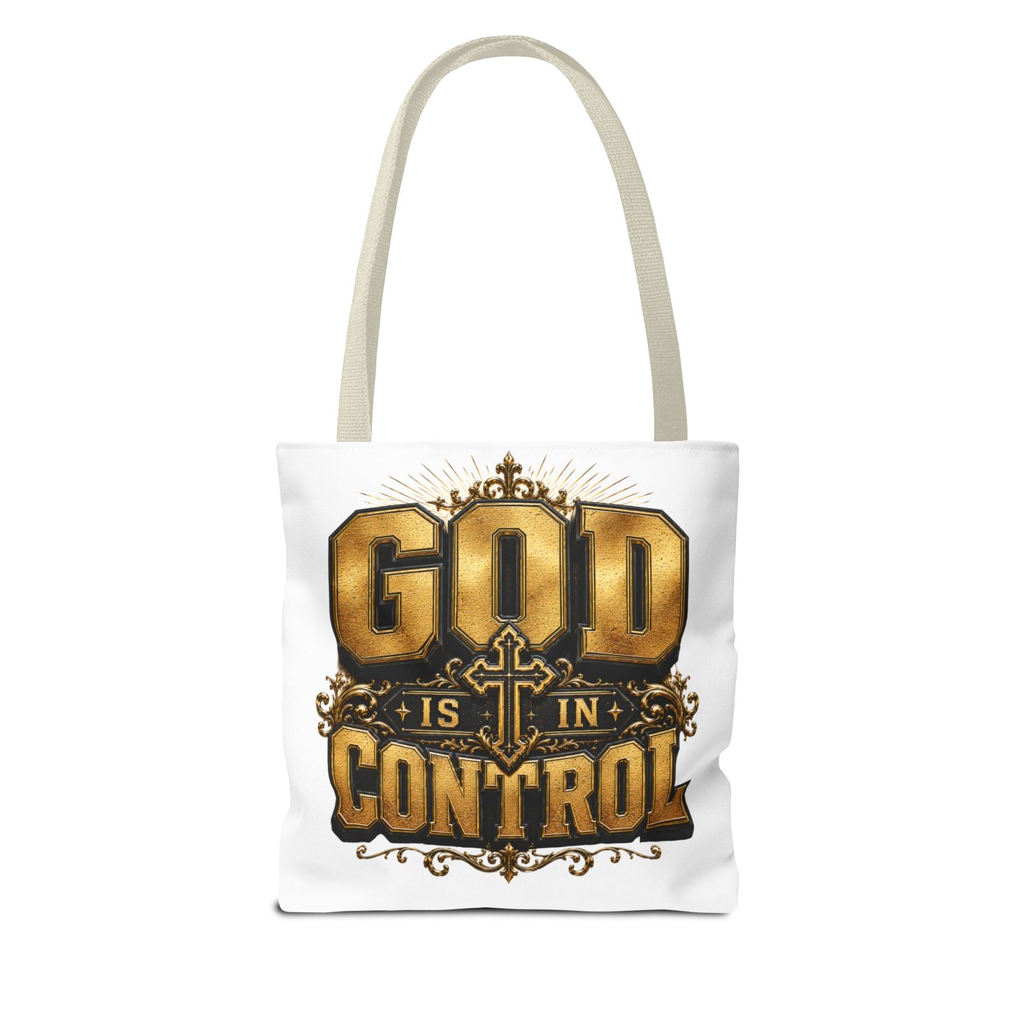 God Is in Control Tote Bag — Faith-Inspired Christian Tote for Church, Gifts & Everyday Use