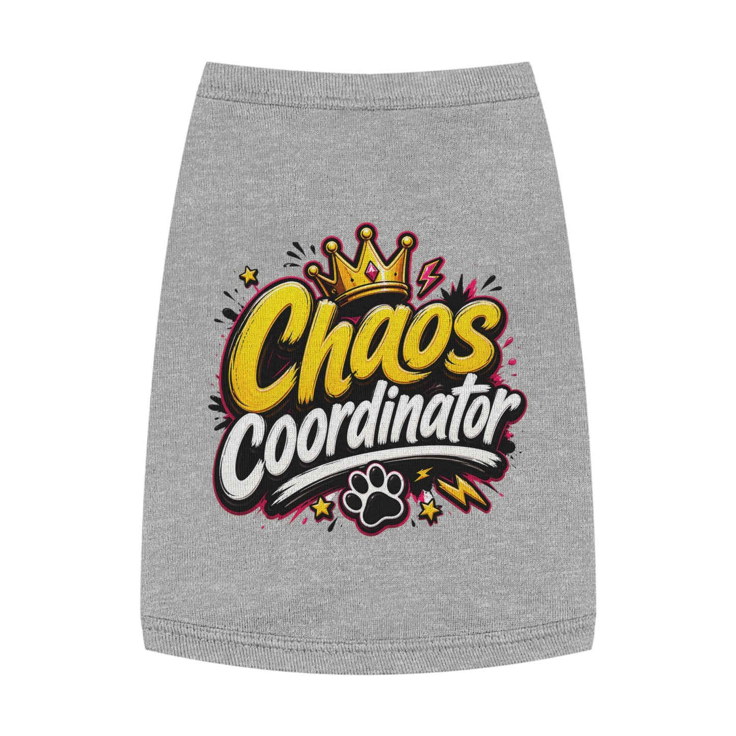 Chaos Coordinator Pet Tank Top — Cute Crown Paw Graphic Dog & Cat Tee