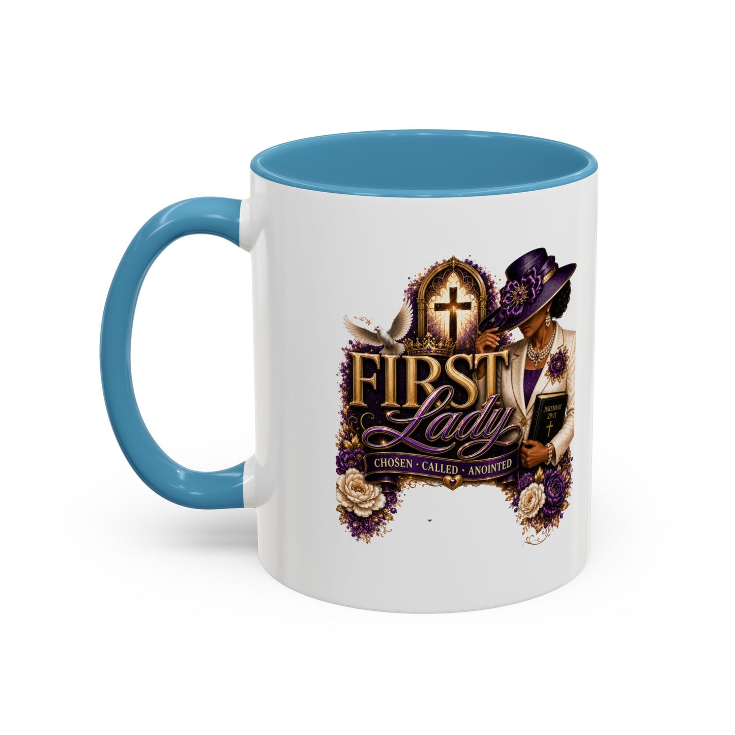 First Lady Church Coffee Mug — Elegant Purple Hat Gospel Tea Cup (11/15oz)
