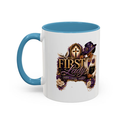 First Lady Church Coffee Mug — Elegant Purple Hat Gospel Tea Cup (11/15oz)