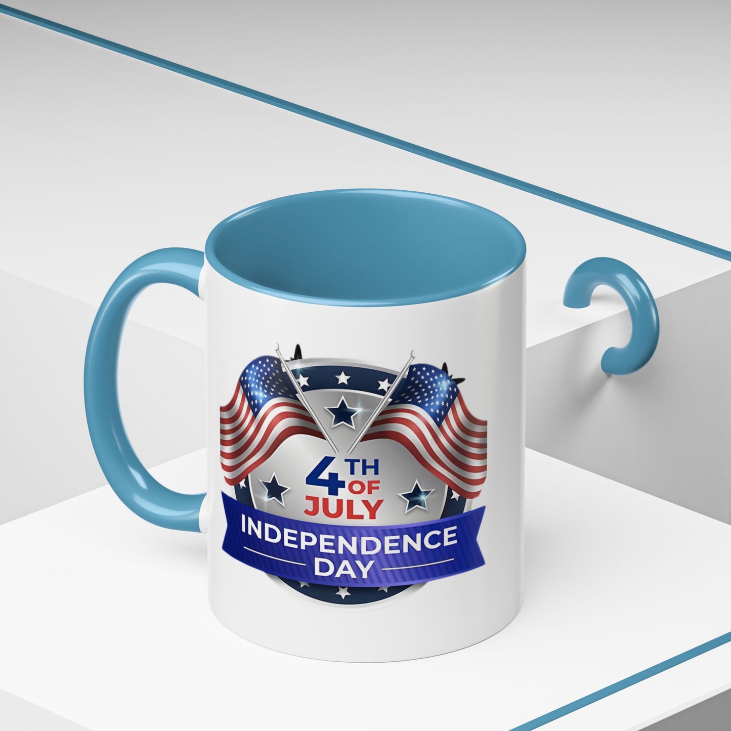 4th of July Independence Day Coffee Mug - Patriotic American Flag Accent
