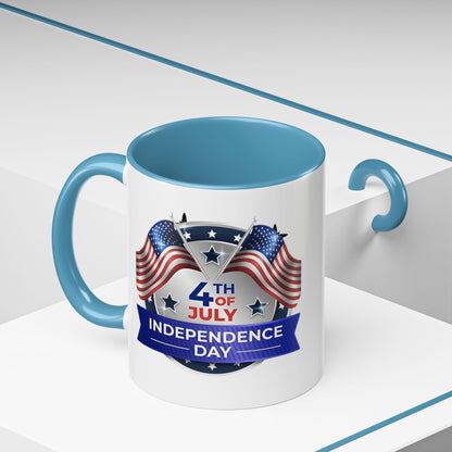 4th of July Independence Day Coffee Mug - Patriotic American Flag Accent