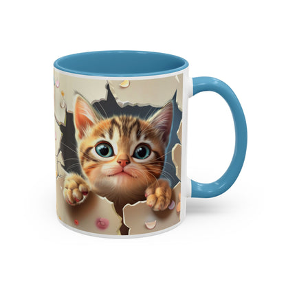 Cute Peekaboo Kitten Accent Coffee Mug — Cat Lover Gift (11/15oz)