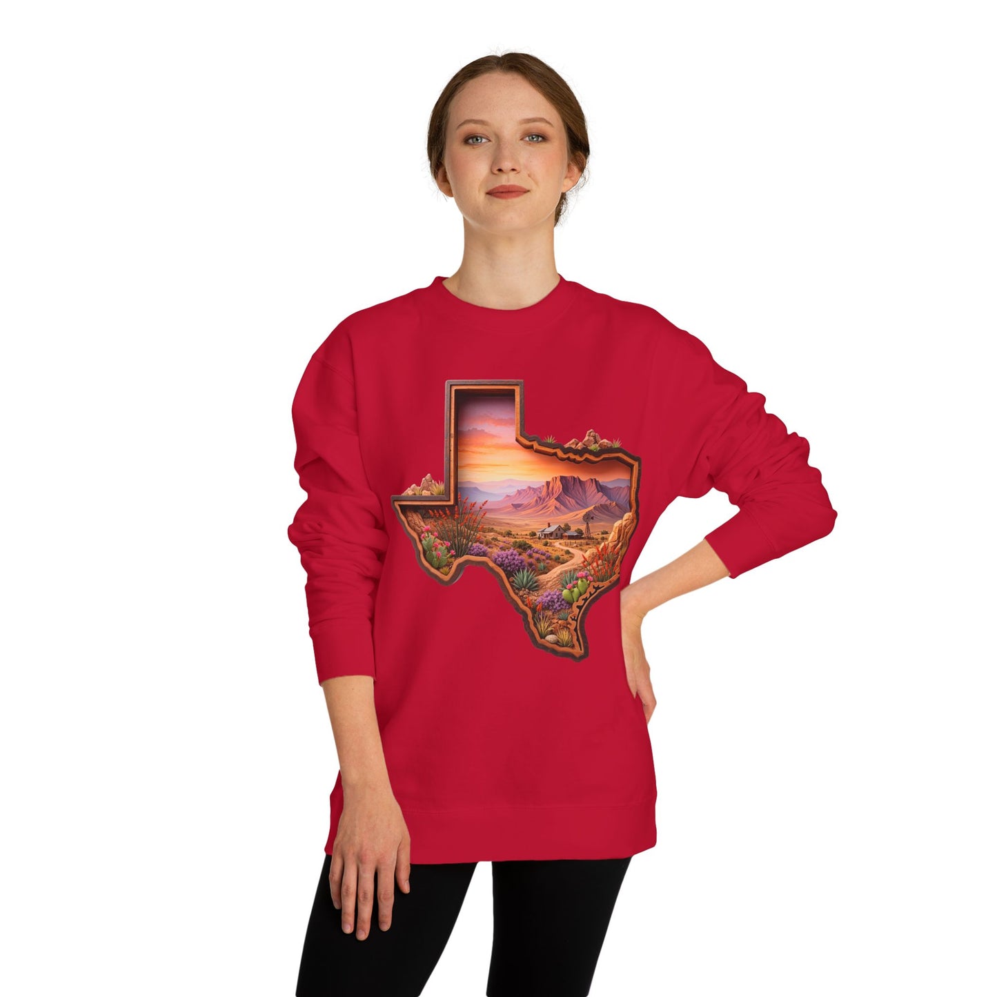 Texas Sunset Crewneck Sweatshirt — Scenic Lone Star State Landscape