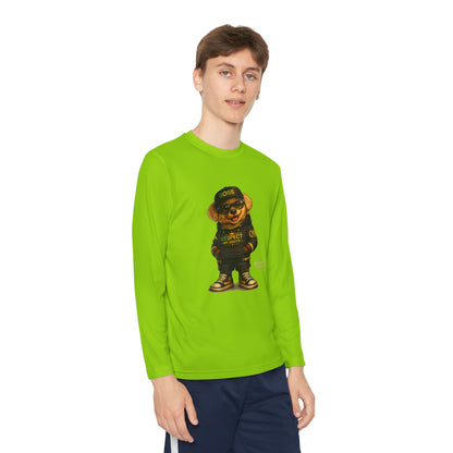 Youth Long Sleeve Tee — Streetwear Bear Graphic, 'Respect' Hip-Hop Kids Shirt
