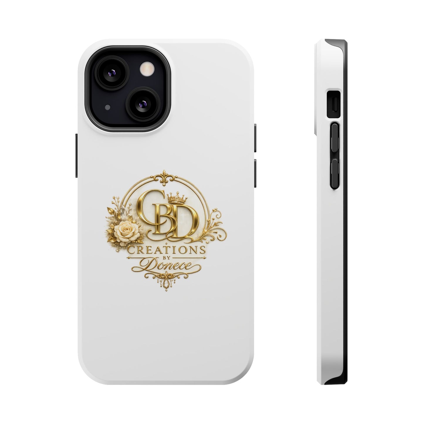 Magnetic Impact-Resistant Phone Case — Gold Floral Crest Logo