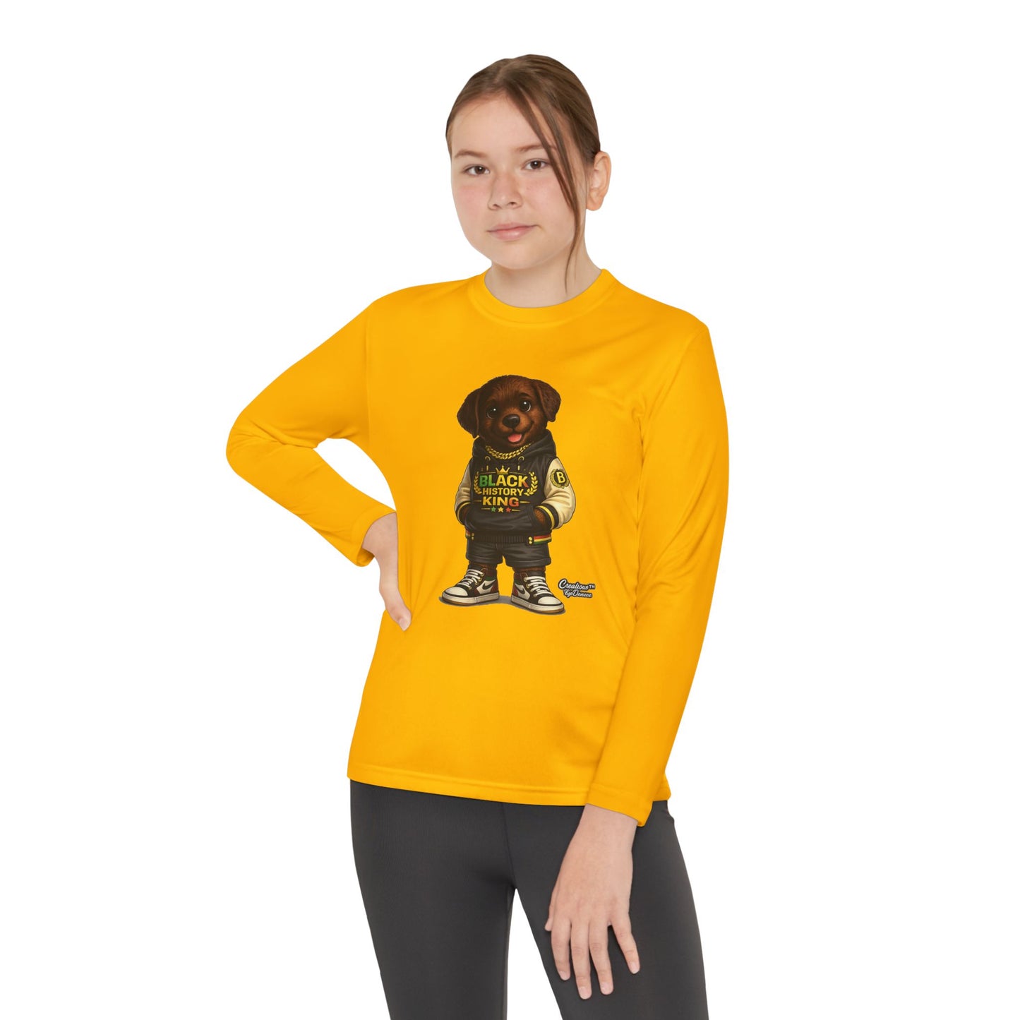 Youth Long Sleeve Tee — 'Lil Black Lab' Cute Puppy Graphic Shirt