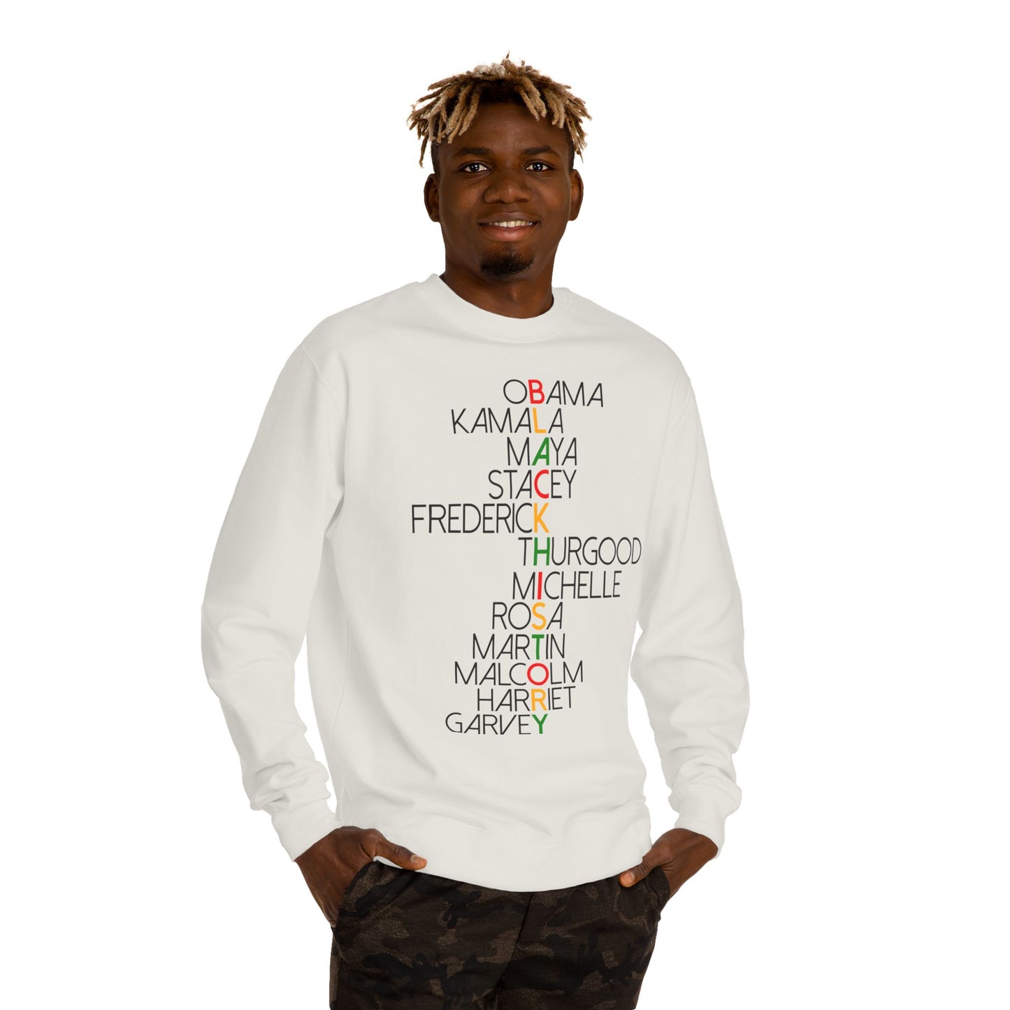 Black History Leaders Crewneck Sweatshirt — Names of Influential Black Figures