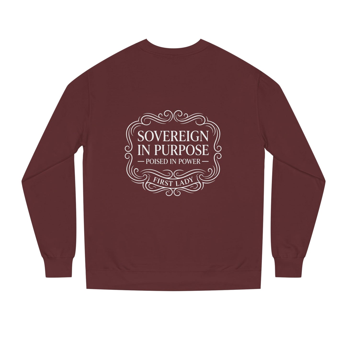 White Crewneck Sweatshirt — Subtle Embossed 'Nowhere to Be Found' Minimal Design