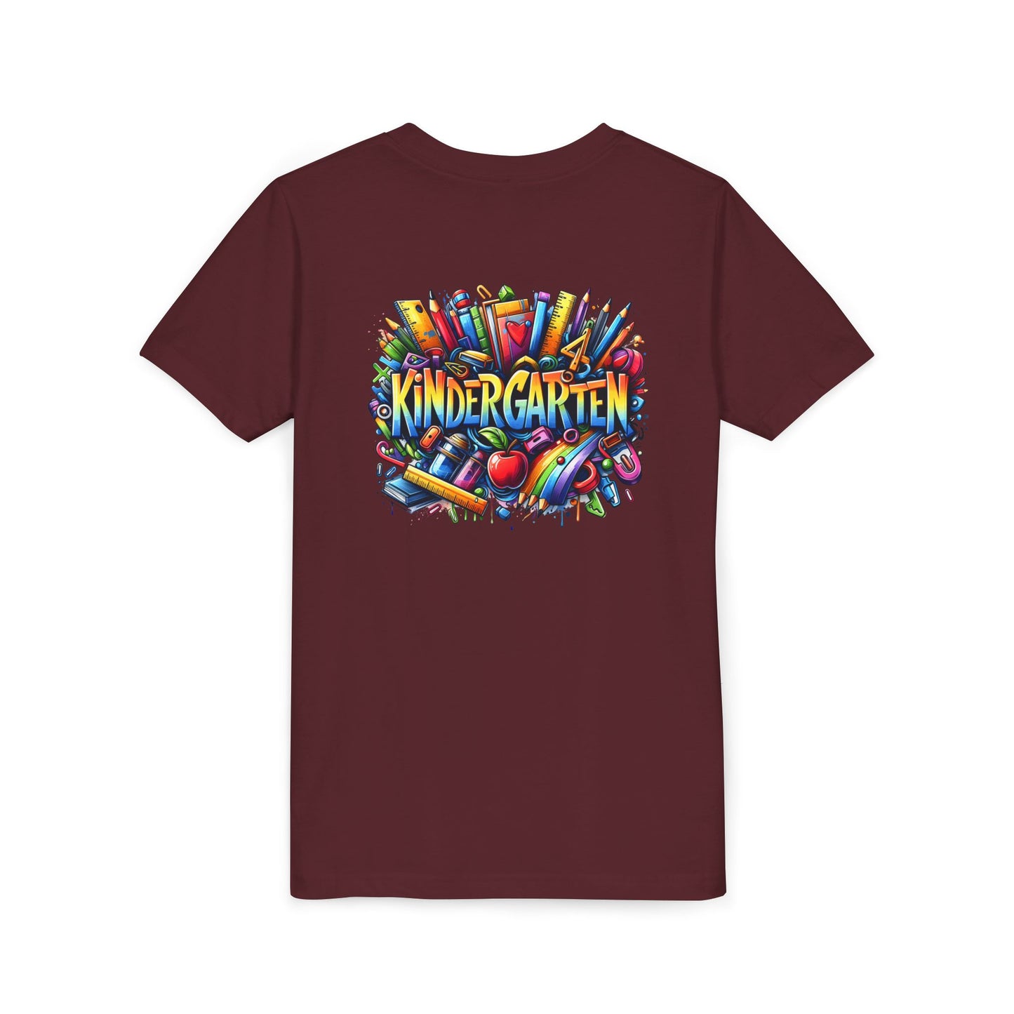 Kindergarten Colorful School Supplies Youth Tee — Back-to-School Kids T-Shirt