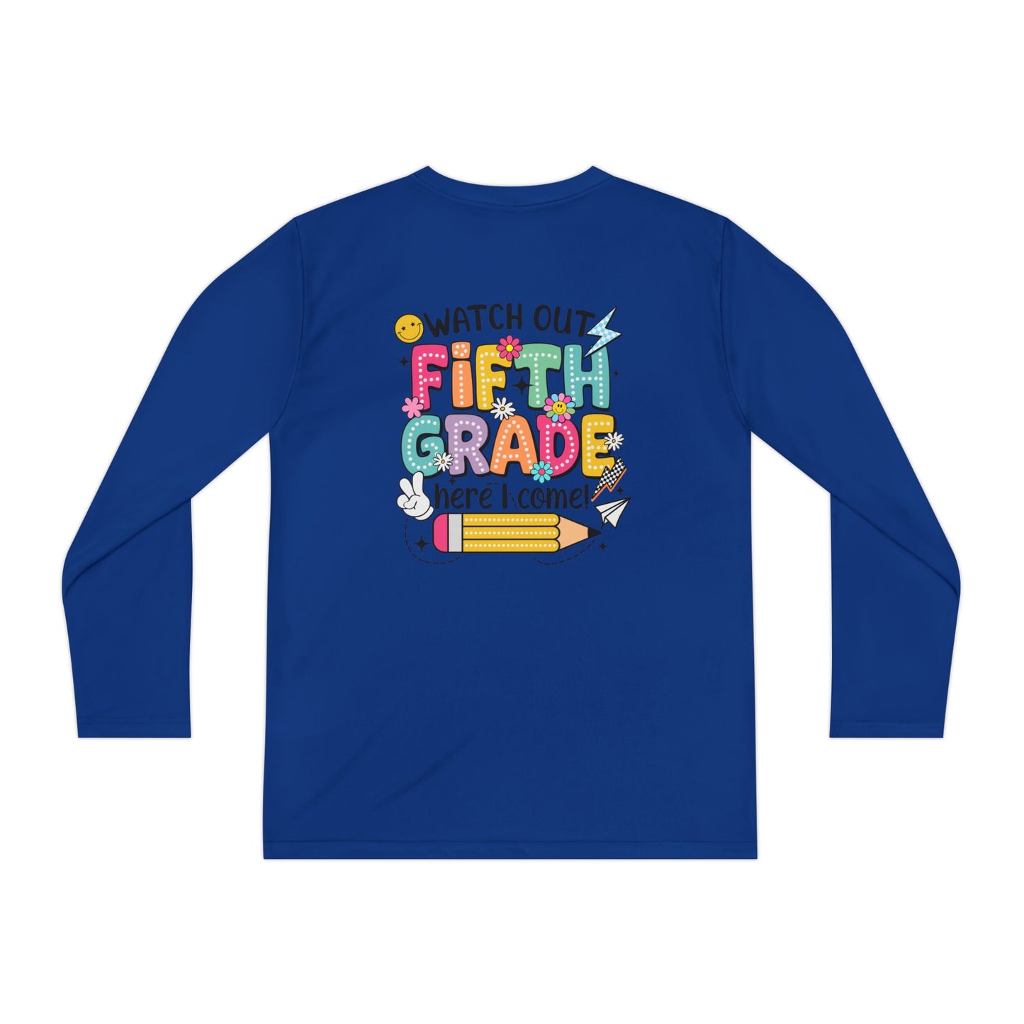Youth Long Sleeve Tee - "Watch Out Fifth Grade Here I Come" Back-to-School Shirt