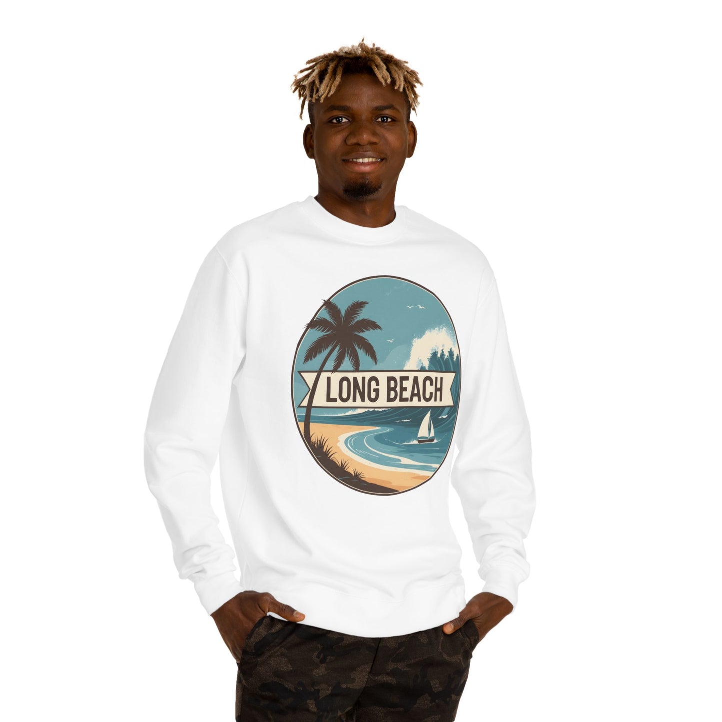 Long Beach Vintage Beach Scene Sweatshirt