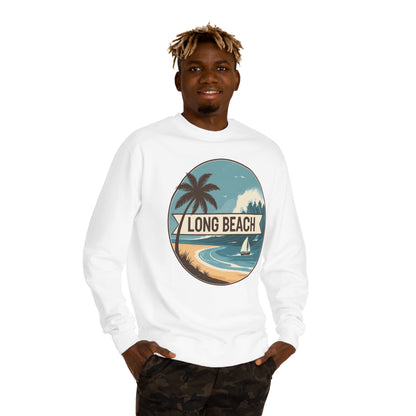 Long Beach Vintage Beach Scene Sweatshirt
