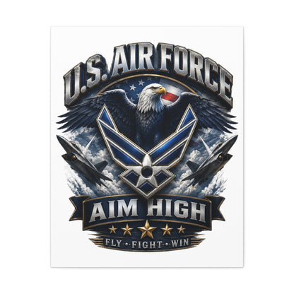 U.S. Air Force Aim High Stretched Canvas – Patriotic Eagle Military Wall Art