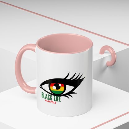 Black Life Matters Eye Accent Coffee Mug — Pan-African Pride 11/15oz