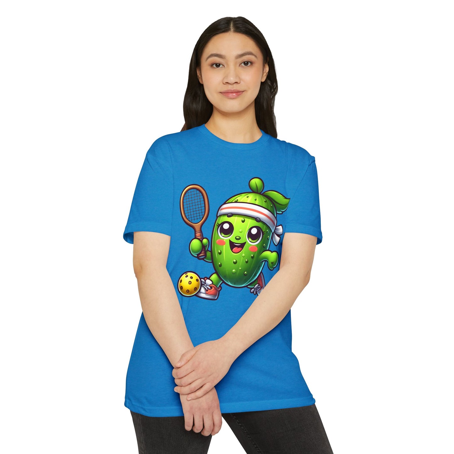 Pickle Tennis Player T-Shirt — Cute Pickle Playing Pickleball Graphic Tee