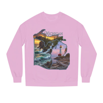 Michigan Lakes State Sweatshirt — Lighthouse & Great Lakes Scenic Pullover