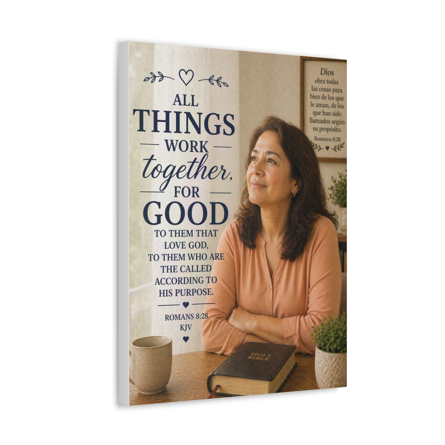 All Things Work Together for Good Canvas Wall Art — Romans 8:28 Christian Faith Print