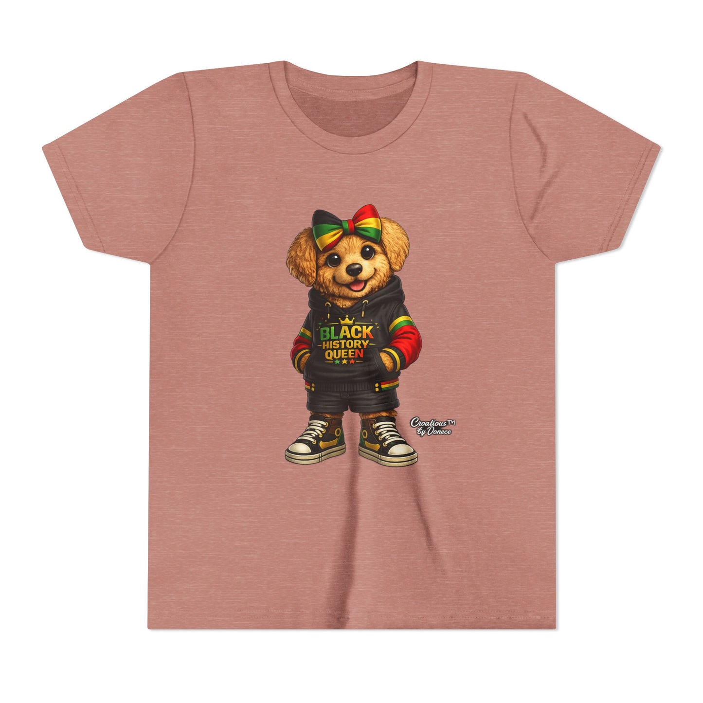 Youth Tee — Black History Queen Bear Graphic T-Shirt