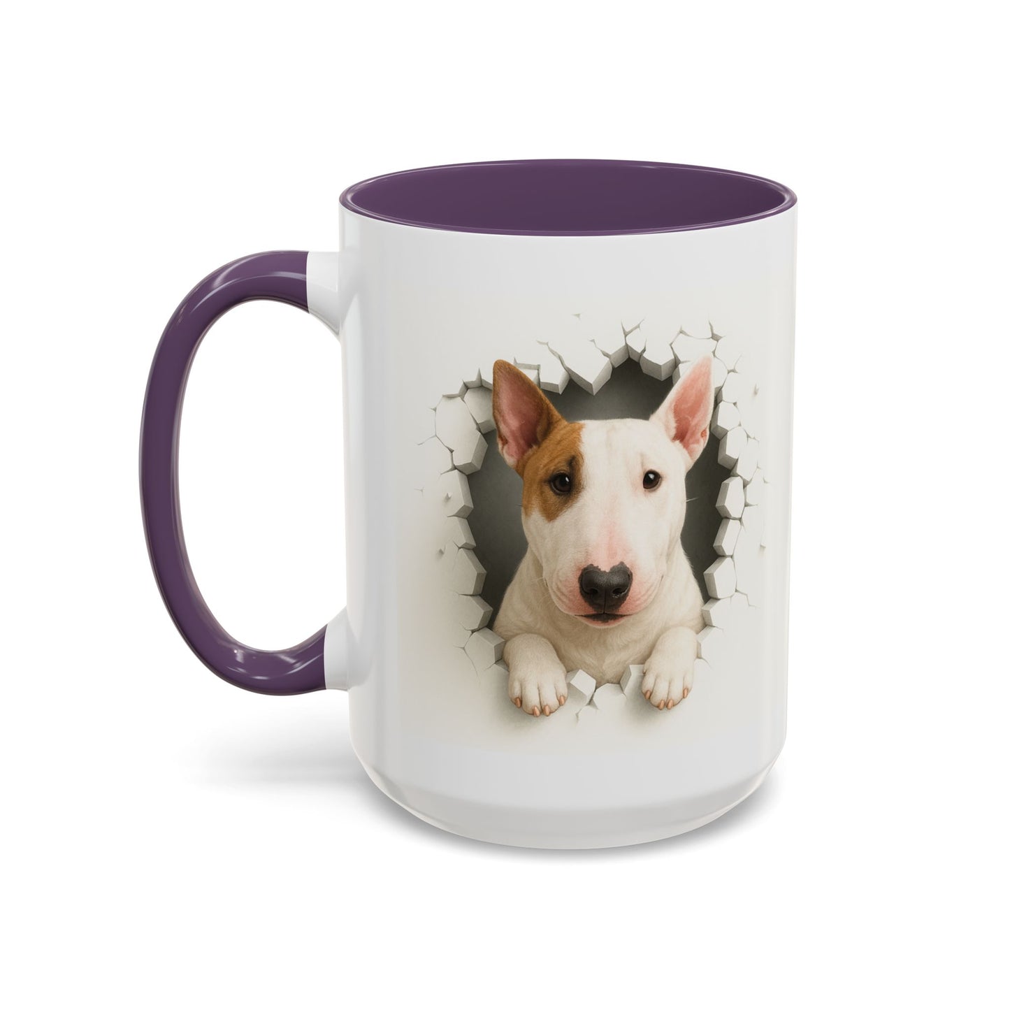 Bull Terrier Coffee Mug — Cute Dog Peeking Accent Mug (11/15oz)