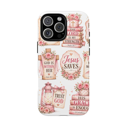 Faith Phone Case — 'Jesus Saves' Floral Christian Scripture iPhone Case