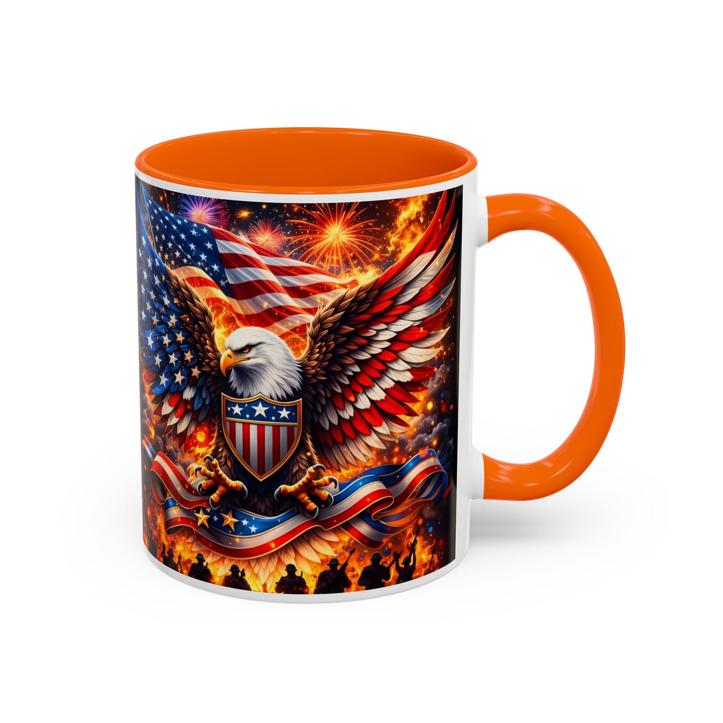 Patriotic Eagle Coffee Mug — American Flag Bald Eagle Accent Mug (11/15oz)