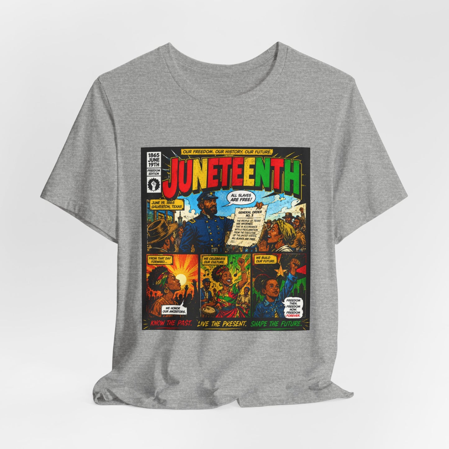 Juneteenth Comic-Style T-Shirt — Retro Celebration Tee