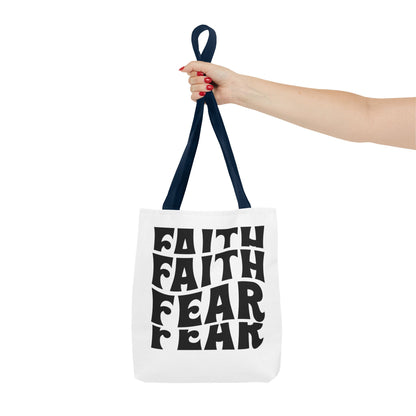 Faith Over Fear Tote Bag – Bold Retro Typography Canvas Tote