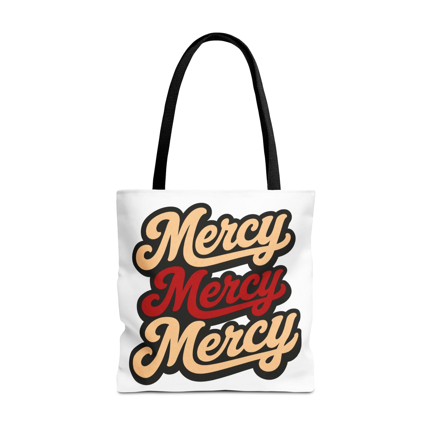 Mercy Mercy Mercy Retro Script Tote Bag — Vintage Typography Canvas Tote