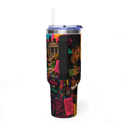 40oz Tumbler - "Young, Gifted & Educated" Inspirational Vacuum Travel Mug