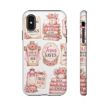 Faith Phone Case — 'Jesus Saves' Floral Christian Scripture iPhone Case