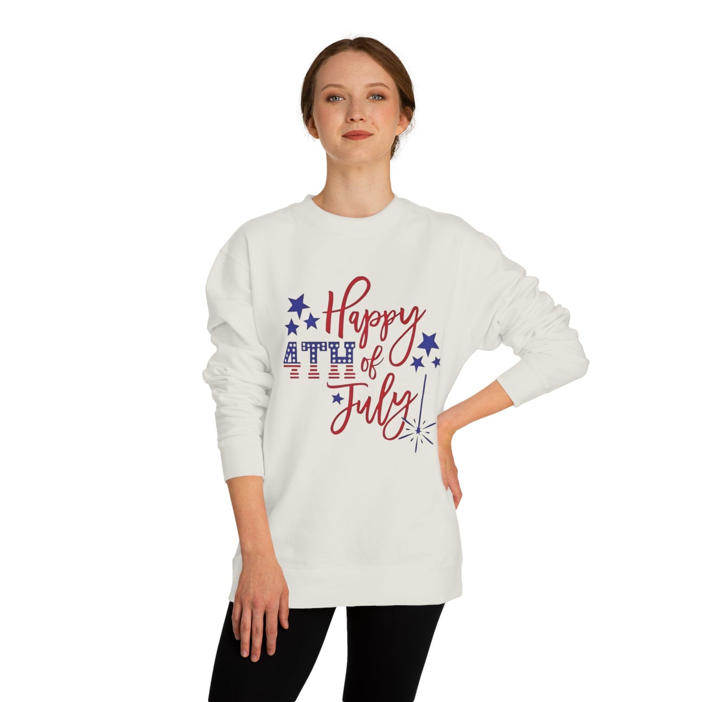 Happy 4th of July Sweatshirt — Patriotic Stars & Fireworks Crewneck
