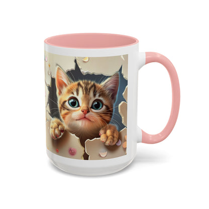 Cute Peekaboo Kitten Accent Coffee Mug — Cat Lover Gift (11/15oz)