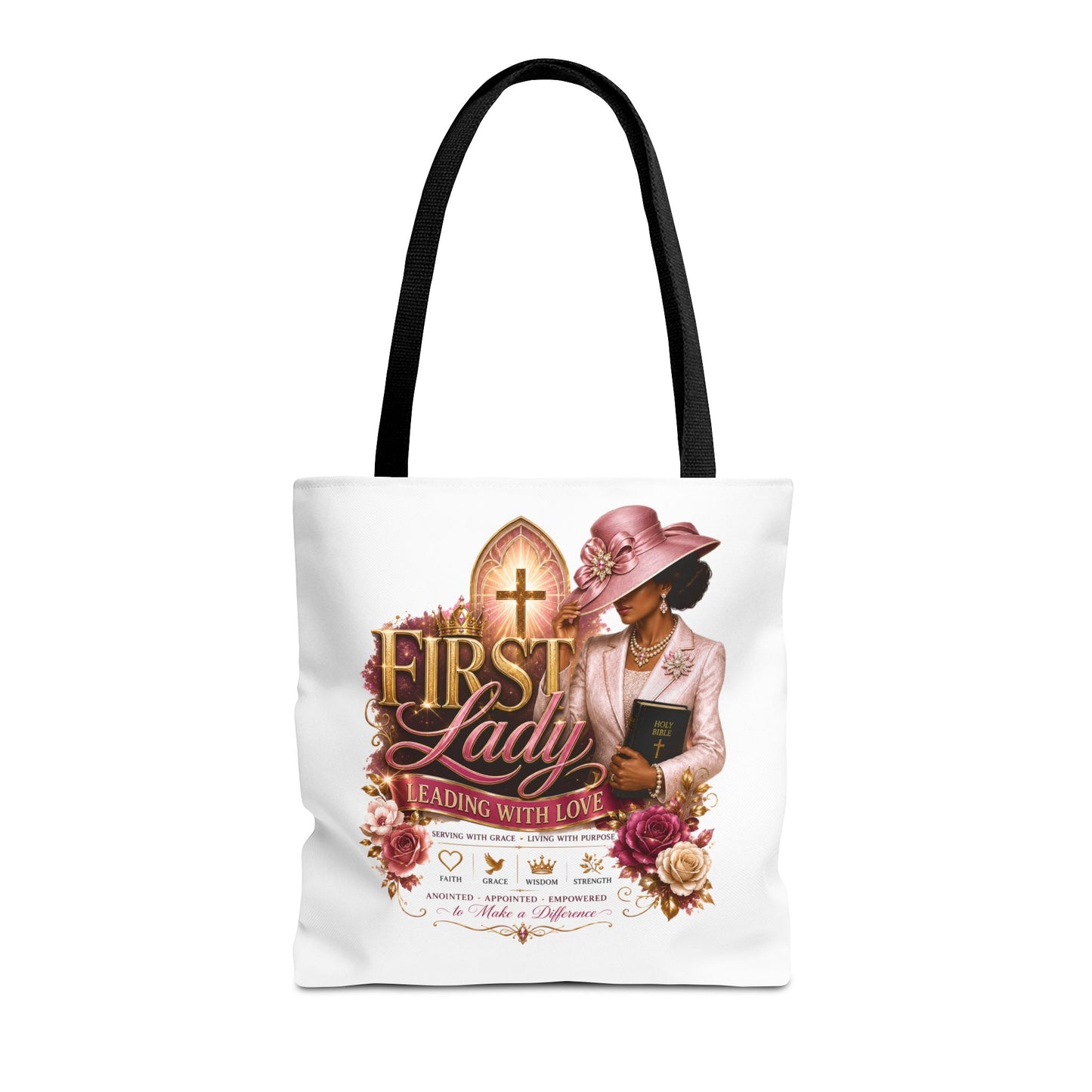 First Lady Tote Bag — Faithful Church Lady Floral Churchgoing Purse