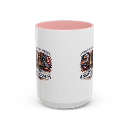 250th Anniversary Accent Coffee Mug — Patriotic United States Bell & Eagle Design (11/15 oz)