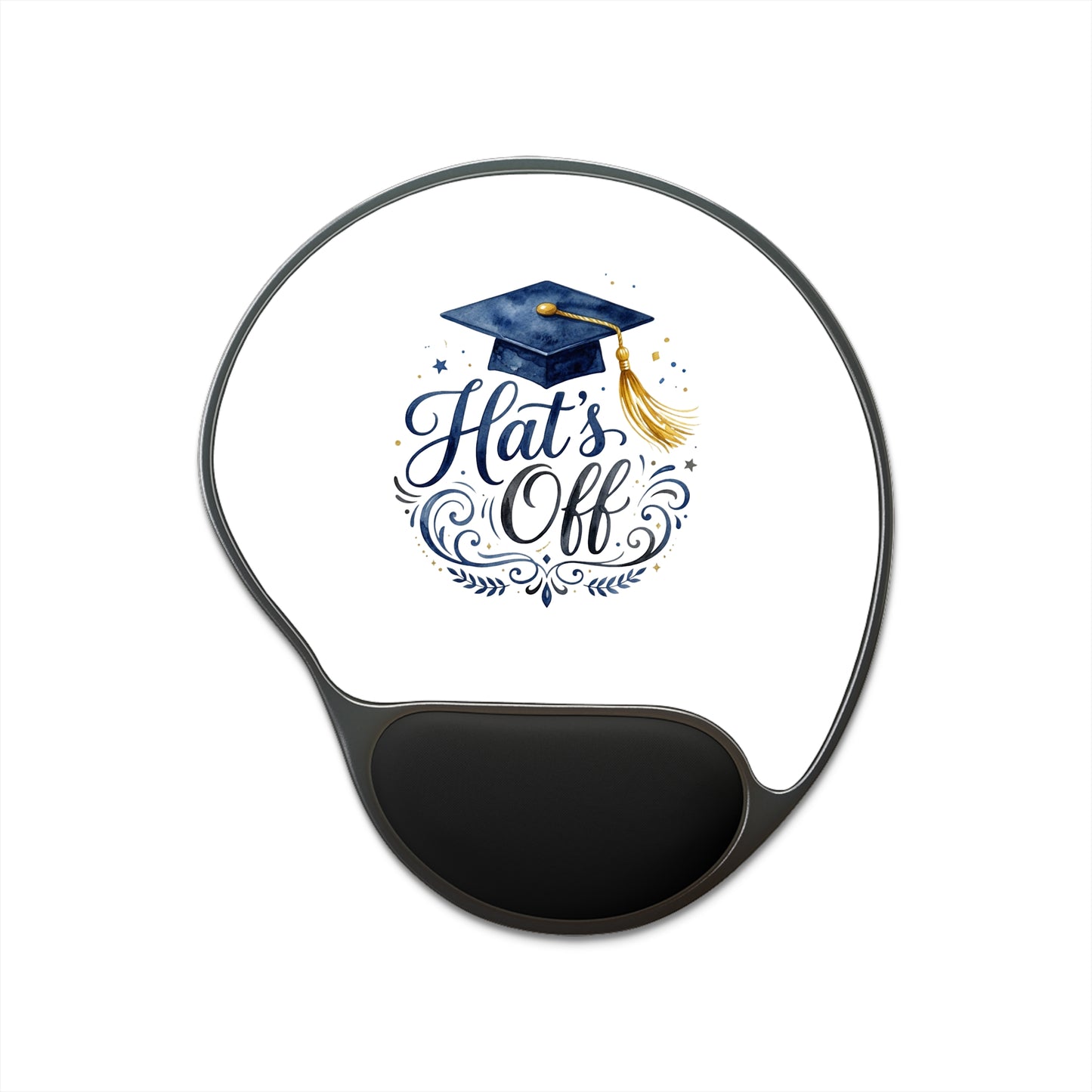 Graduation 'Hats Off' Mouse Pad with Wrist Rest — Comfortable Desk Gift for Grads