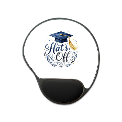 Graduation 'Hats Off' Mouse Pad with Wrist Rest — Comfortable Desk Gift for Grads