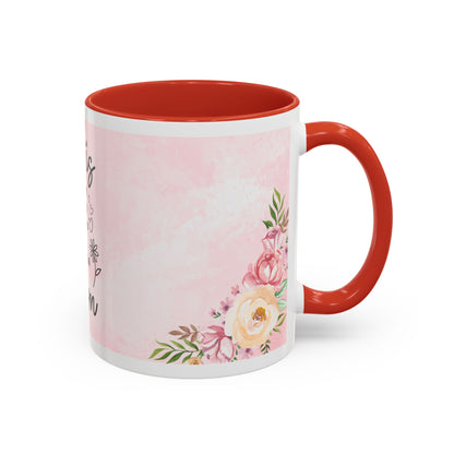She is Mom Floral Accent Coffee Mug – ‘She is strong, loving, selfless and beautiful’ Gift for Mother’s Day