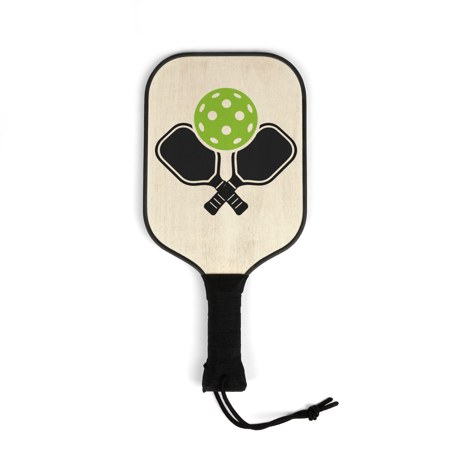 Pickleball Paddle Set — Retro Crossed Paddles & Green Dimple Ball Kit