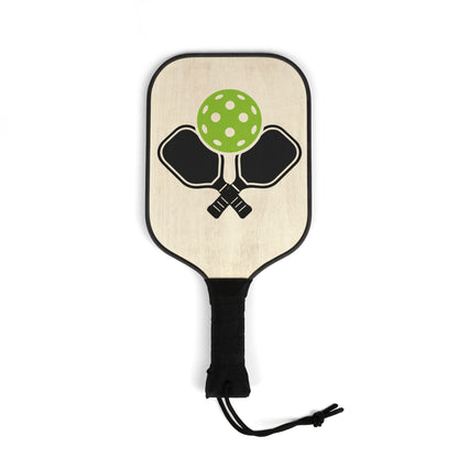 Pickleball Paddle Set — Retro Crossed Paddles & Green Dimple Ball Kit