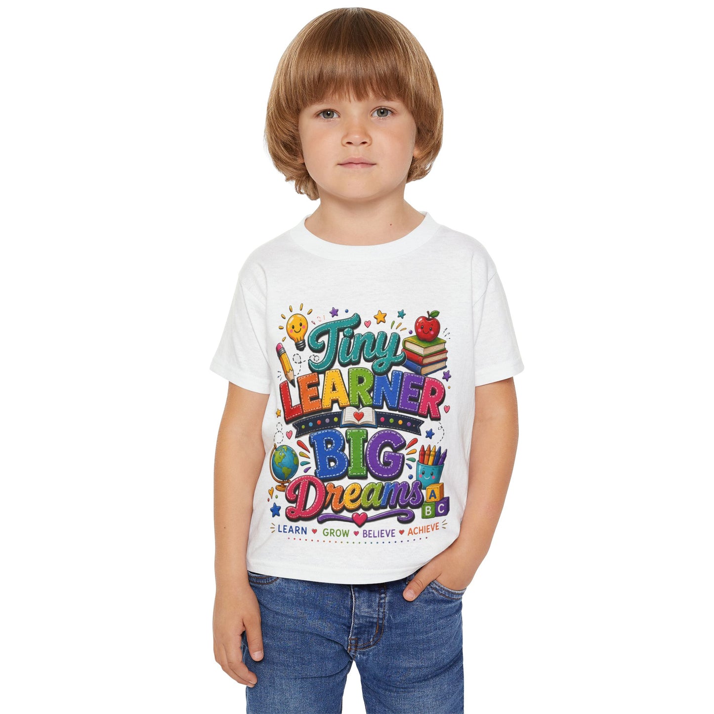 Toddler T‑Shirt — “Tiny Learner Big Dreams” Colorful Back‑to‑School Tee