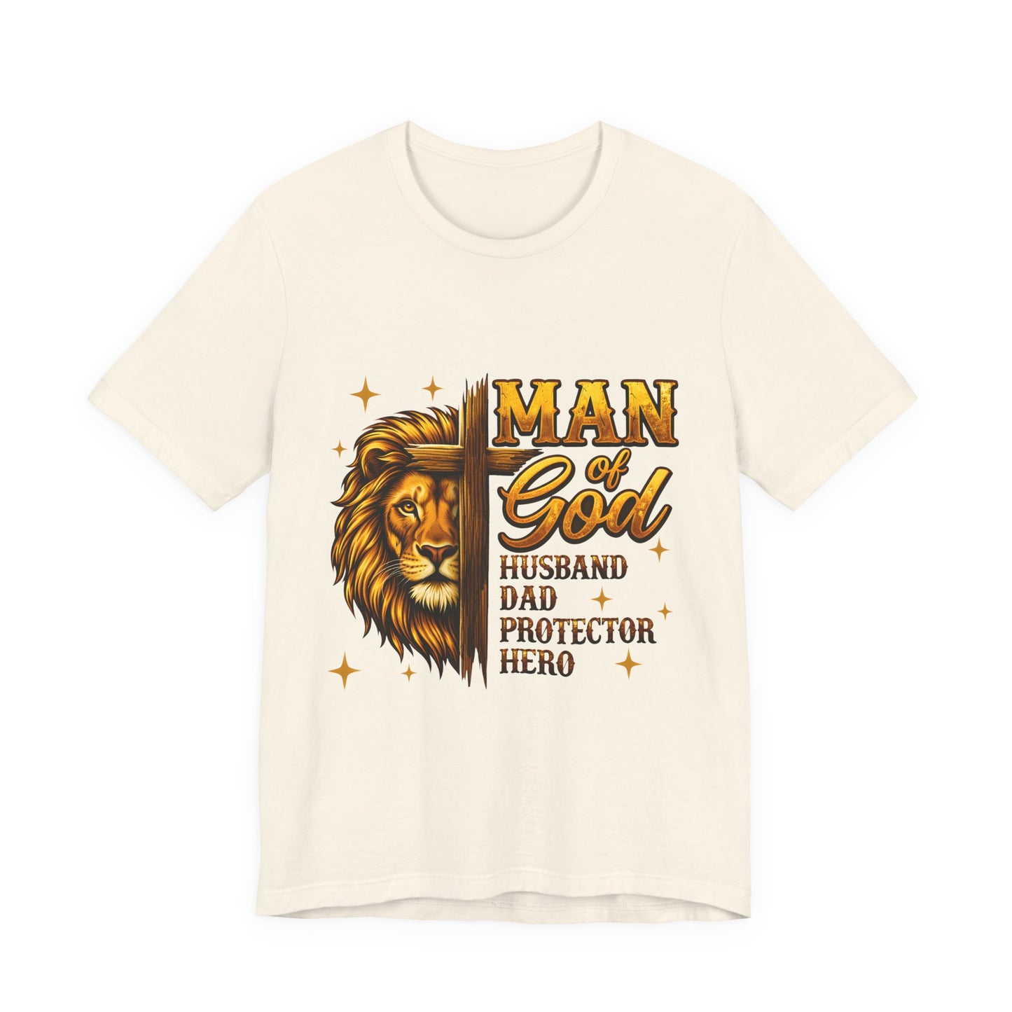 Man of God Lion T-Shirt – Husband, Dad, Protector Christian Tee