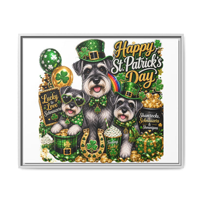 Happy St. Patrick's Day Schnauzer Canvas Print