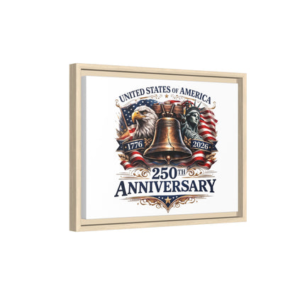 250th Anniversary Framed Canvas - United States of America Patriotic Liberty Bell Print