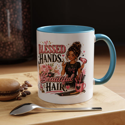 Blessed Hands Beautiful Hair Coffee Mug — Stylist Barber Hairdresser Gift