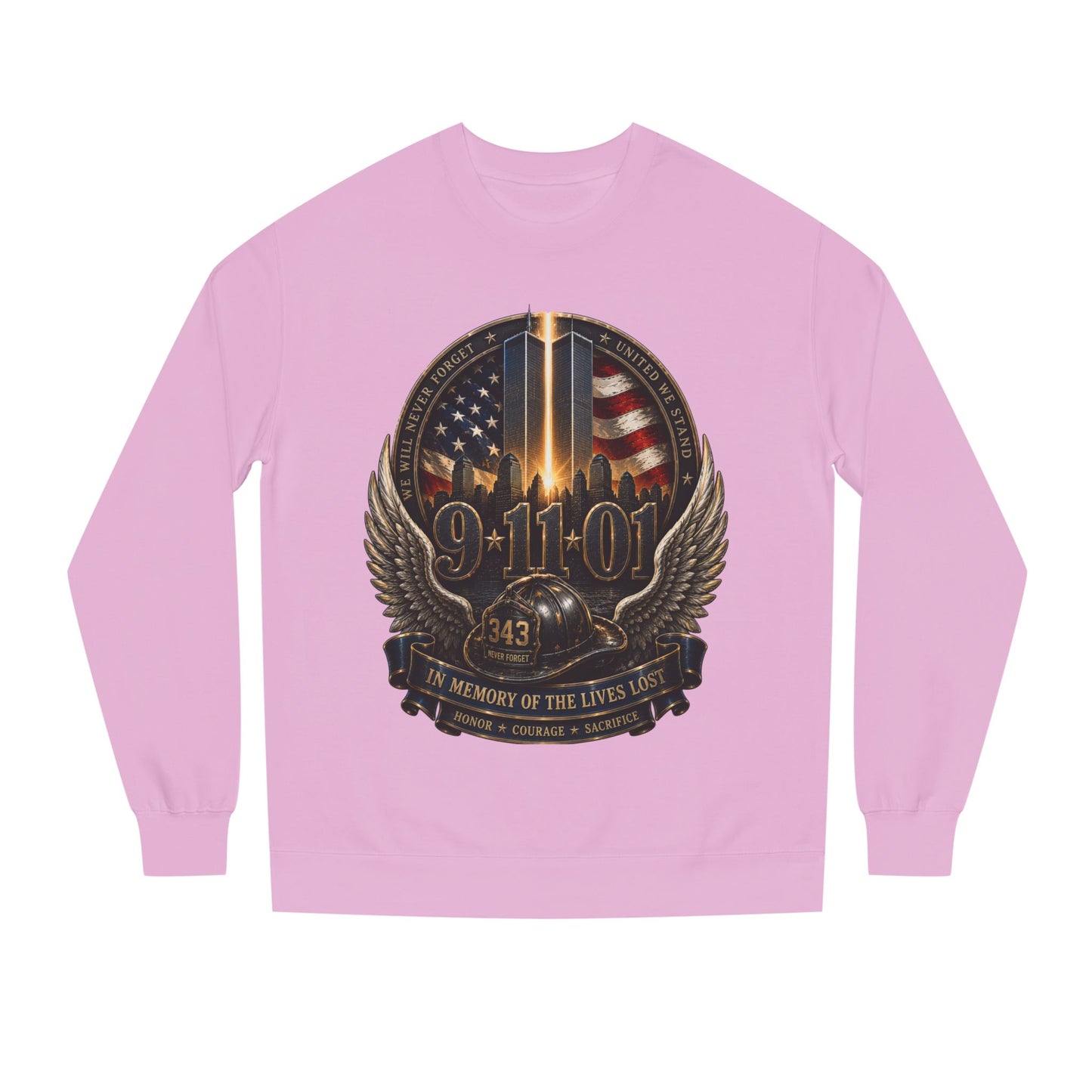 9/11 Memorial Crewneck Sweatshirt — Tribute to Fallen Heroes